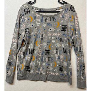 Secret Treasures Sleepwear Womens Lounge Top M Print Long Sleeve Relaxed Fit
